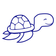 Water turtle child cute swims happy drawing Comic