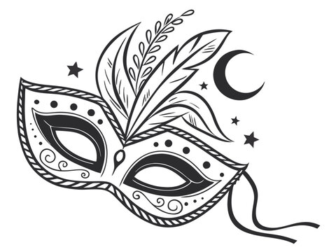 Abstract Fantasy Style Masquerade Mask Icon With Crescent M Scalable Graphic