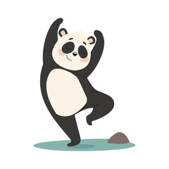 Cute panda doing yoga meditation. Cute panda cartoon character vector Illustration on a white background
