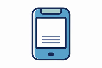 Simple blue smartphone icon with blank screen and text lines