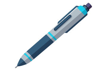 Modern blue and gray ballpoint pen with silver accents