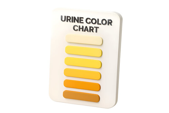 Urine color chart with six shades from pale yellow to brown