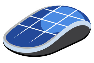 Stylized solar panel design with blue grid and curved edges