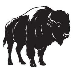 Fototapeta premium Silhouette illustration of a strong bison showcasing the majestic power of wildlife and the american west.
