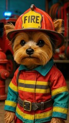 Adorable dog firefighter costume