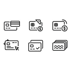 Credit Card Icons Online Payment Secure Transaction Financial Technology Modern Line Art Minimalist Style
