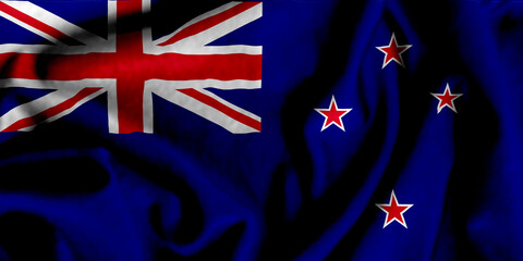 3D Waving New Zealand Flag, Flag of New Zealand	
