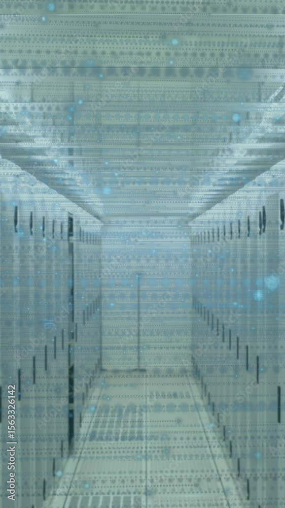 Poster animation of financial data processing over computer servers