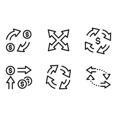 Fototapeta premium Financial Transaction Icons Circular Linear and Directional Arrow Set for Business and Finance Concepts