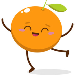 Cute orange character kawai vector for orange mascot. happy face, winking eye,. smile