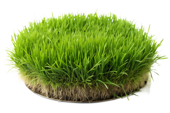  patch of fresh green lawn grass isolated on white background PNG, AI GENERATED