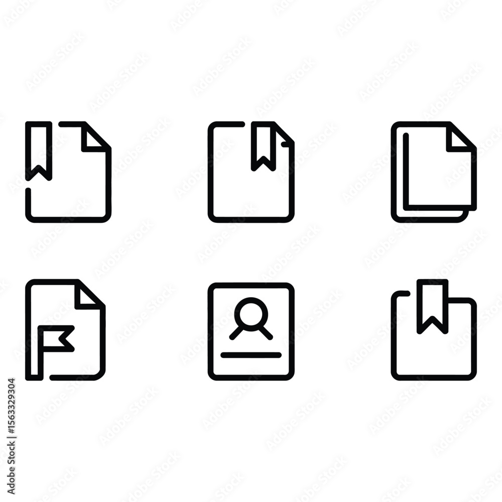 Poster modern minimalist document icons bookmark stack flag profile user interface design elements