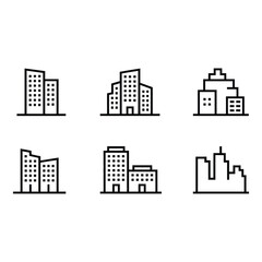 Modern Minimalist Line Art Building Icons Cityscape Architecture Urban Development Real Estate Business Corporate