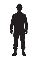Construction Worker Silhouette – Builder, Laborer, and Industrial Job Vector on White Background

