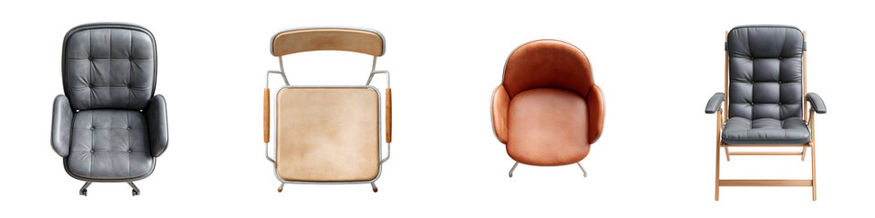 Overhead View of Designer Chairs on White Background
