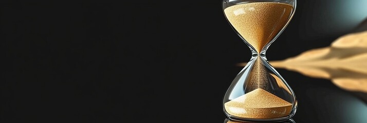 Elegant hourglass with sand flowing, symbolizing the passage of time and life s fleeting moments