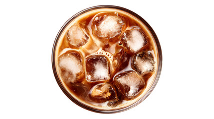  Directly Above Shot Of Iced Coffee Against isolated on a white background