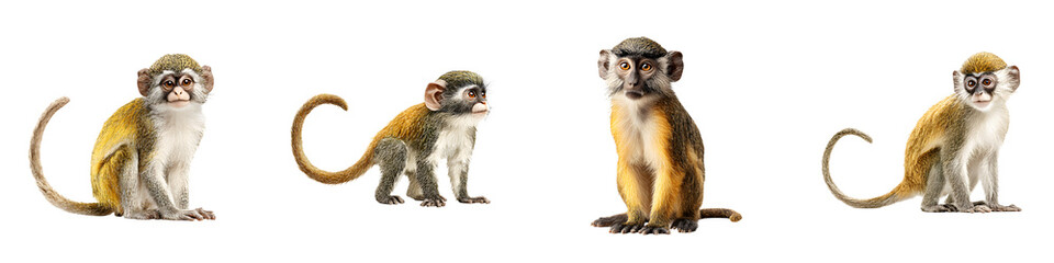 Cute Watercolor Monkey Illustration Collection on White Background