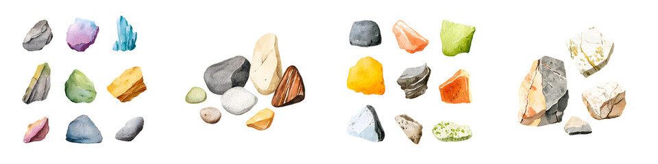 Watercolor Stones: Colorful Rock Collection