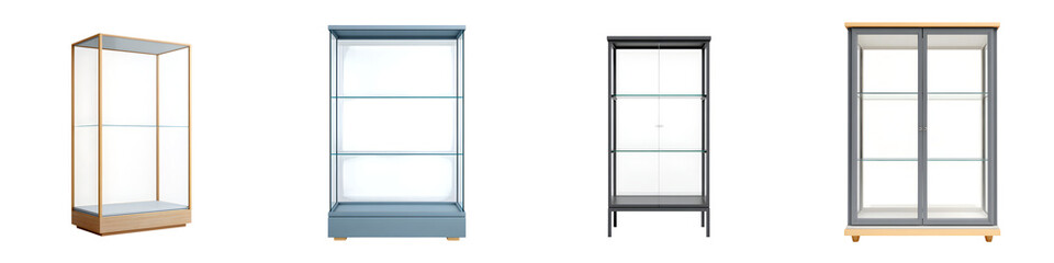 Watercolor Display Cases - Empty Glass Cabinet Mockups