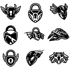 Set of stylish locks are designed with flowing lines that guide the eye and suggest modern engineering