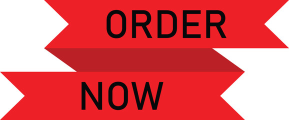 Bold red ribbon banner with black 