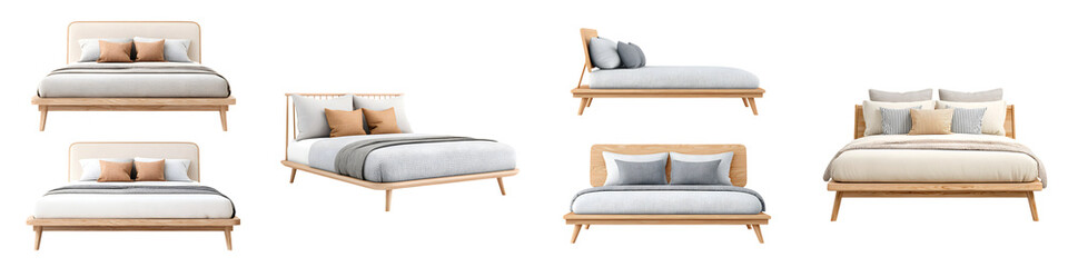 Modern Platform Bed with Neutral Bedding Set