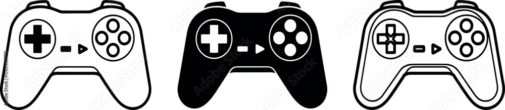 Fototapete video game controller icons. joy stick icon set. game console icon flat symbol. vector illustration on transparent background