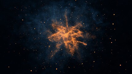 Golden Nebula Explosion: Cosmic Dust and Particles in Deep Space Art