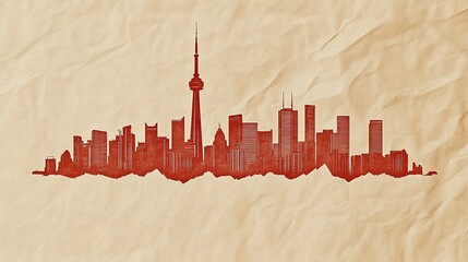 Vintage Toronto skyline illustration on textured paper with a retro vibe
