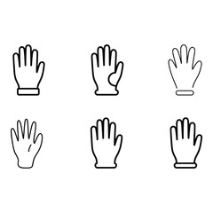 Obraz premium Six Simple Line Icons Gloved Hands Various Styles Clean Minimalist Design
