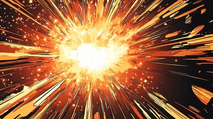 Fiery Explosion Burst: Dynamic Comic Book Style Illustration with Impact