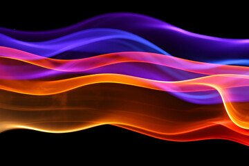 Colorful Abstract Waves with Light on Black Background