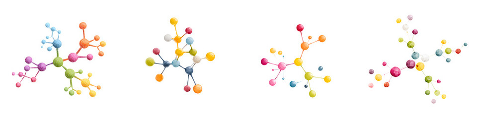 Abstract Molecule Structures: Colorful Connection Concepts on White