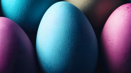 close up view of pastel pink and blue Easter eggs decorated beautiful abstract style celebrating holiday soft festive elegance.