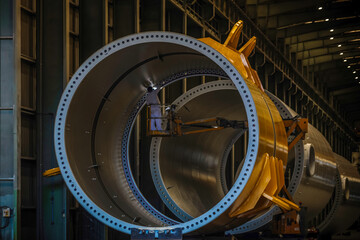 Inside a Wind Turbine Factory. Manufacturing Components. Wind energy © lleandralacuerva