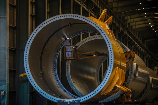 Inside a Wind Turbine Factory. Manufacturing Components. Wind energy