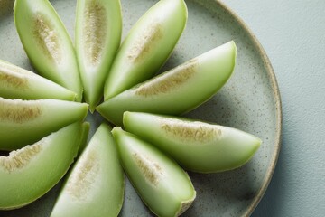 Melon wedges arranged in a circle