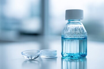 Contact lens case and bottle of solution