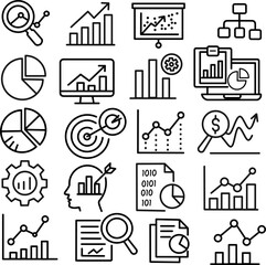 Set Flat Icon data statistics