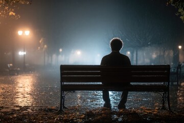 Person sitting alone on a bench 