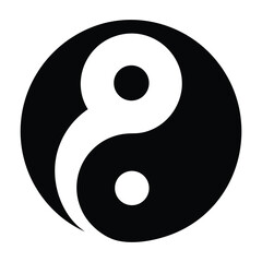 Black and white yin yang symbol duality balance