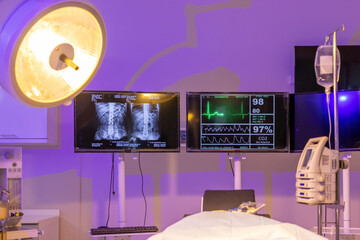 Operation room in hospital. modern hospital room with bed and other equipment healtcare. Medical...