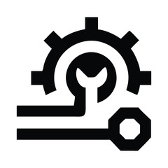 Black gear and wrench icon tool mechanical