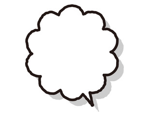 手書き風線の影のあるユルカワな吹き出し　モコモコの雲型　11