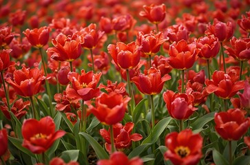 Obraz premium red and yellow tulips