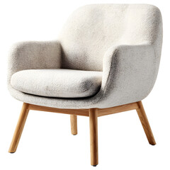 Minimalist fabric upholstered armchair with wooden legs