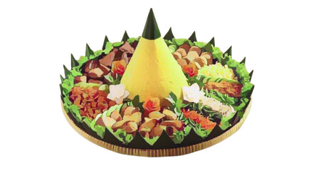 Traditional Indonesian Tumpeng Rice Celebration Vector Illustration