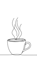 Minimal Coffee Cup with Steam  Simple Line Art Illustration