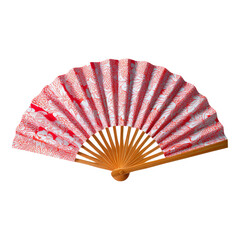 Beautiful Red Fan with Elegant Floral Design